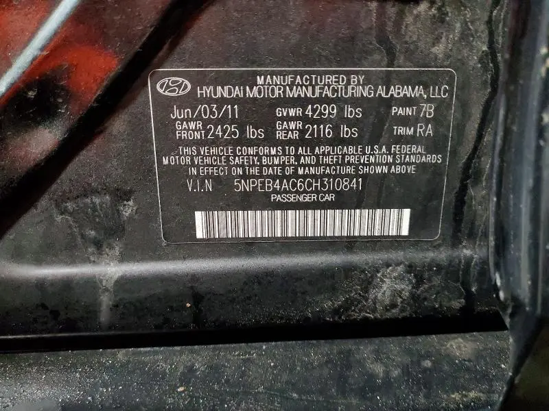 2012 HYUNDAI SONATA GLS  