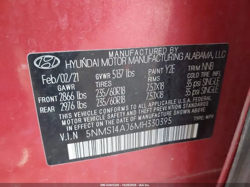 2021 HYUNDAI SANTA FE SE