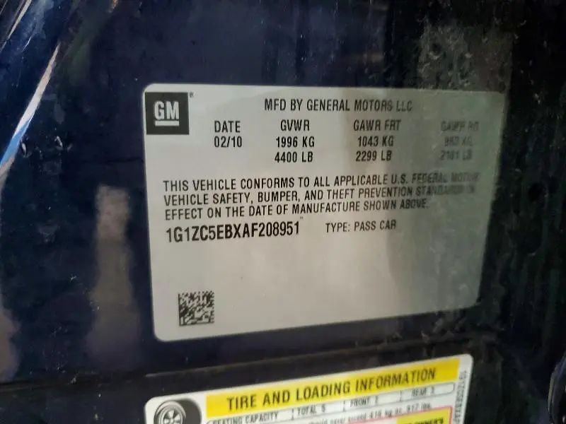 2010 CHEVROLET MALIBU 1LT  