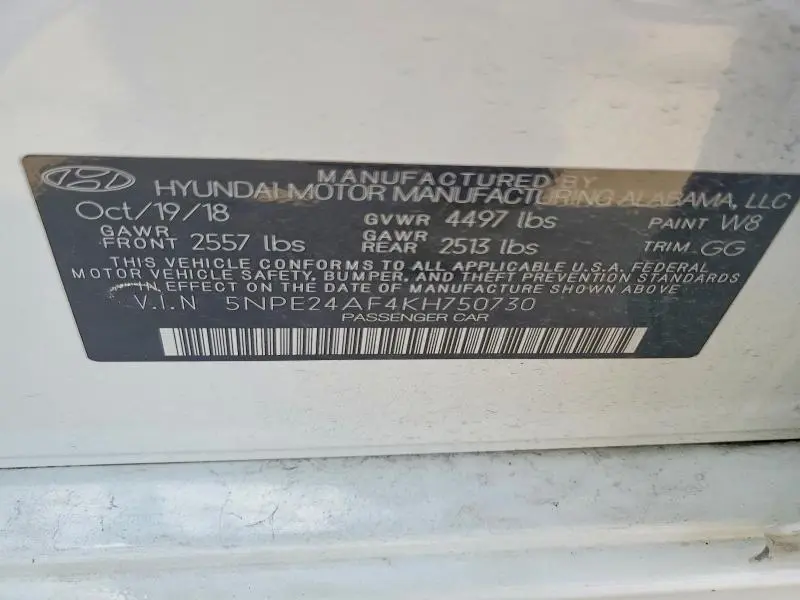 2019 HYUNDAI SONATA SE  