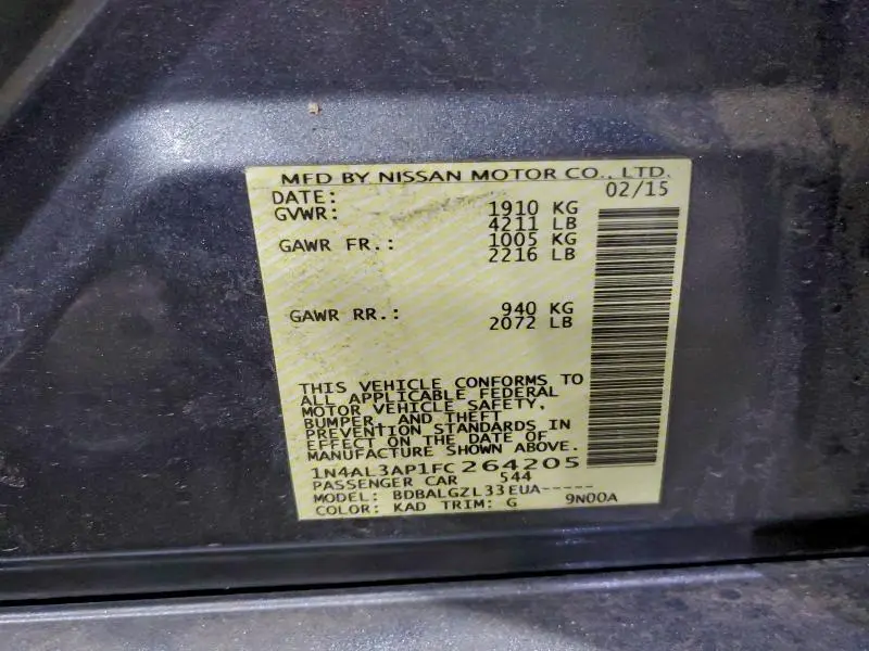 2015 NISSAN ALTIMA 2.5  