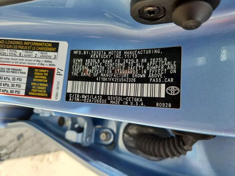 2014 TOYOTA CAMRY XLE V6  