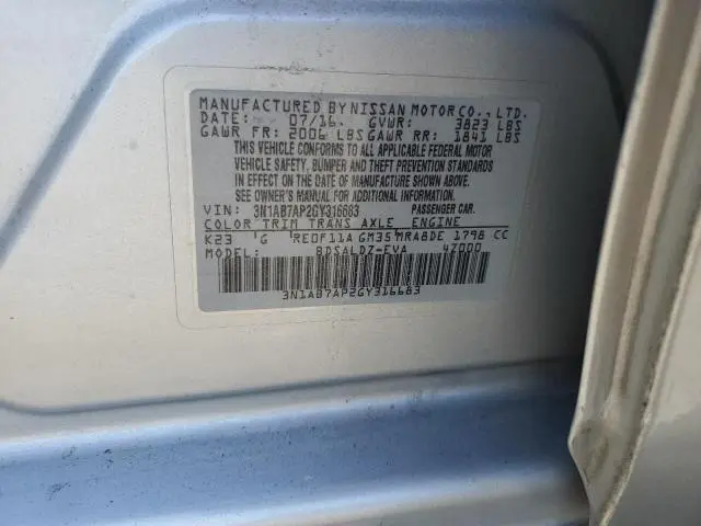 2016 NISSAN SENTRA S  