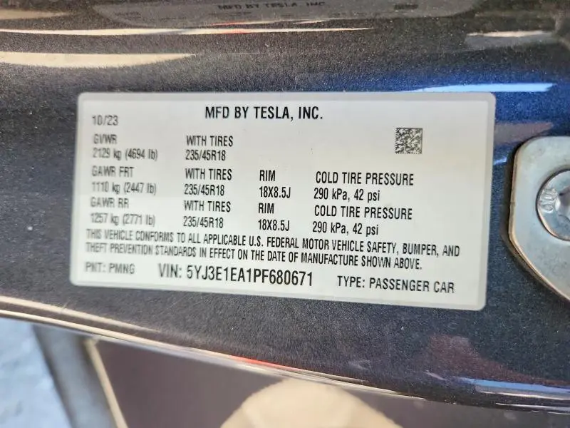 2023 TESLA MODEL 3   