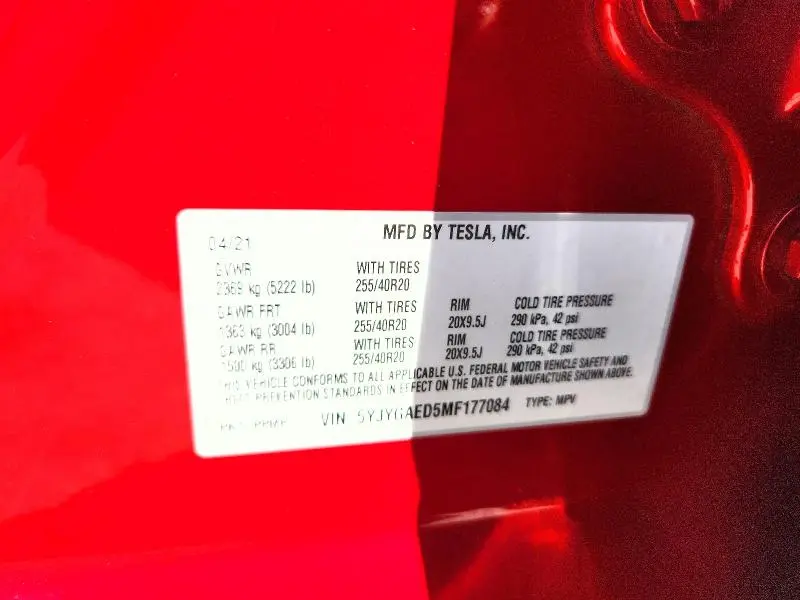 2021 TESLA MODEL Y   