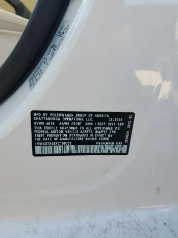 2015 VOLKSWAGEN PASSAT S