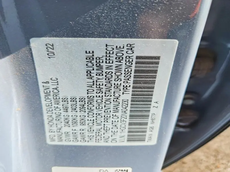 2022 HONDA ACCORD HYBRID SPORT  