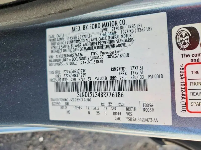 2011 LINCOLN MKZ HYBRID  