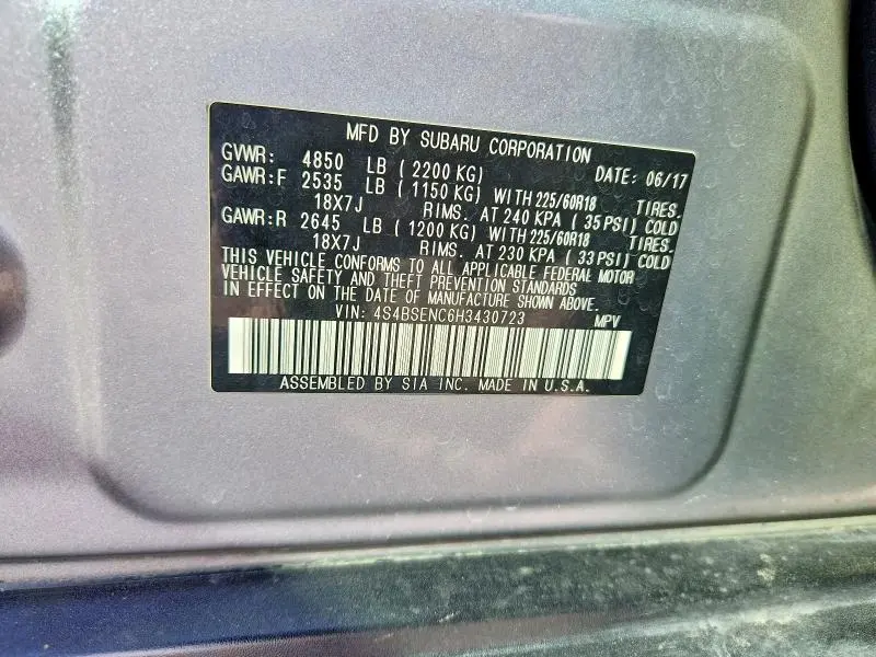 2017 SUBARU OUTBACK 3.6R LIMITED  