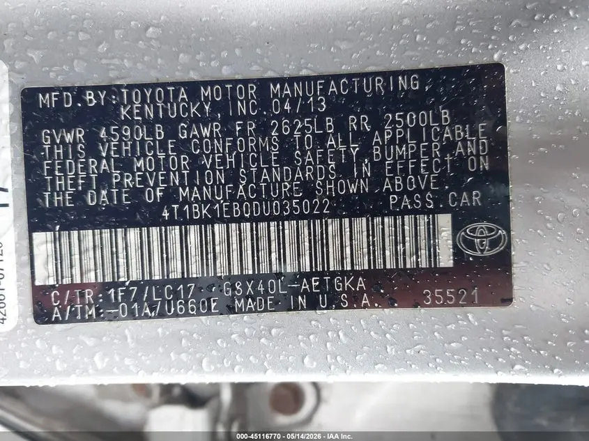 2013 TOYOTA AVALON XLE PREMIUM