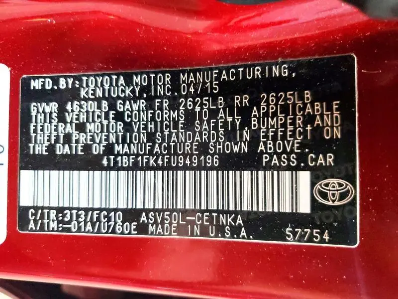 2015 TOYOTA CAMRY LE  