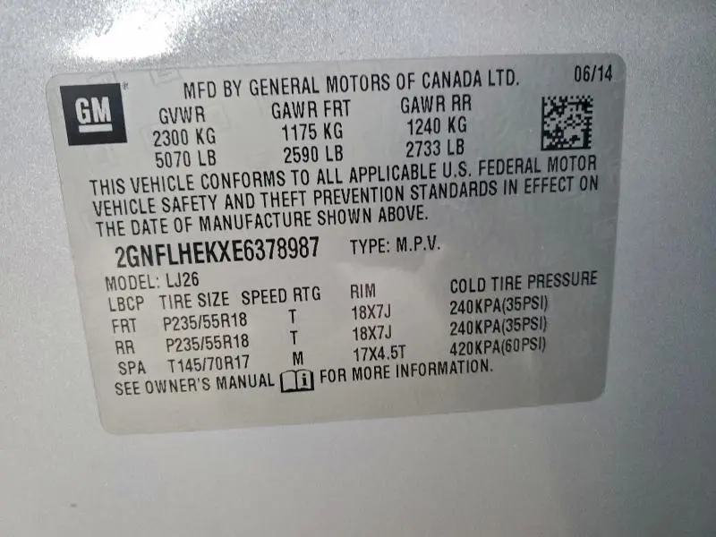 2014 CHEVROLET EQUINOX LTZ  