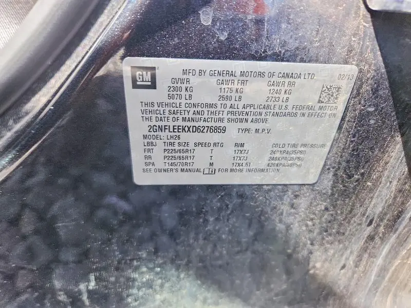 2013 CHEVROLET EQUINOX LT  