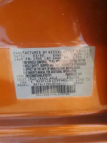 2022 NISSAN VERSA SV  