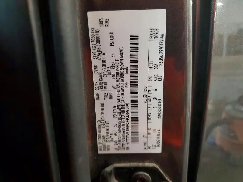 2015 FORD F150 SUPERCREW  
