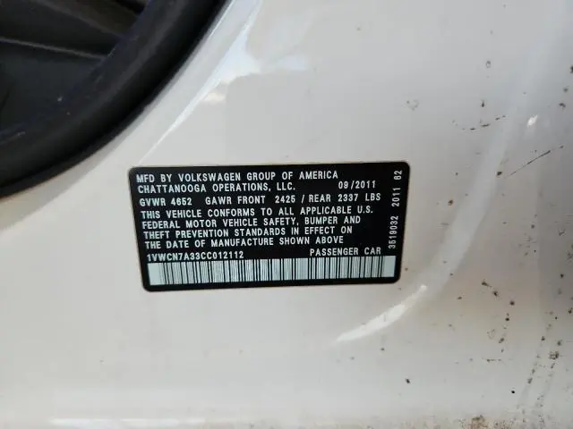 2012 VOLKSWAGEN PASSAT SEL  