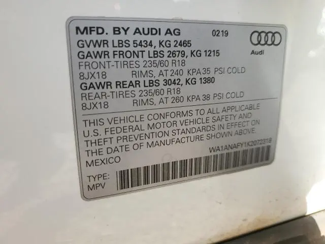 2019 AUDI Q5 PREMIUM  