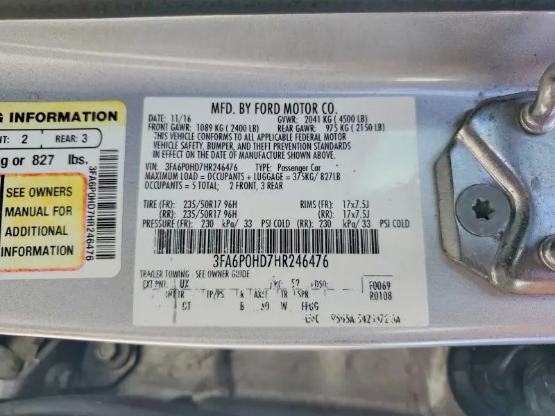 2017 FORD FUSION SE  