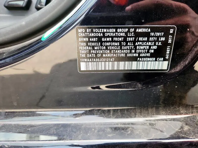 2018 VOLKSWAGEN PASSAT S  