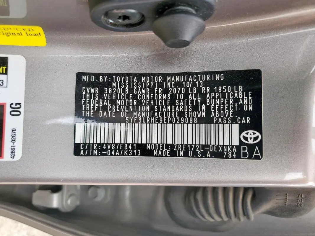 2014 TOYOTA COROLLA L  