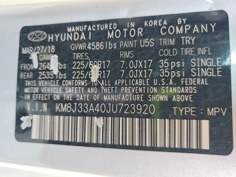 2018 HYUNDAI TUCSON SEL PLUS  