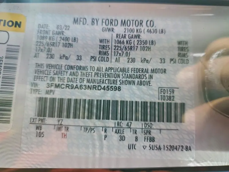 2022 FORD BRONCO SPORT   