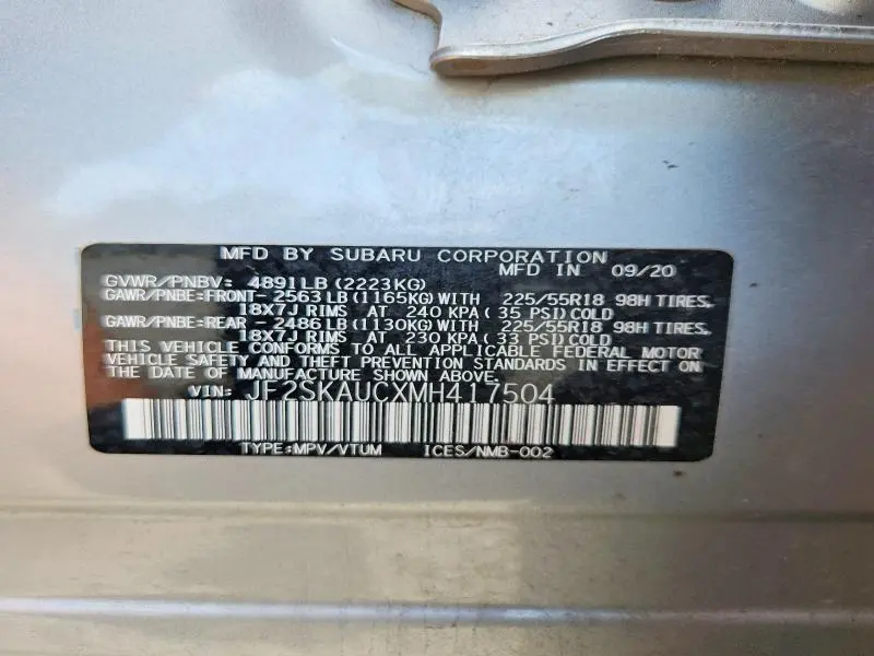 2021 SUBARU FORESTER LIMITED  