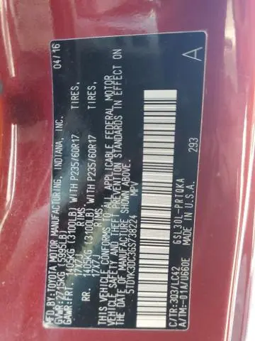 2016 TOYOTA SIENNA XLE  