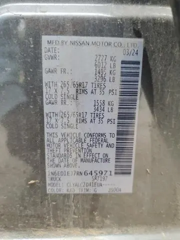 2024 NISSAN FRONTIER S  