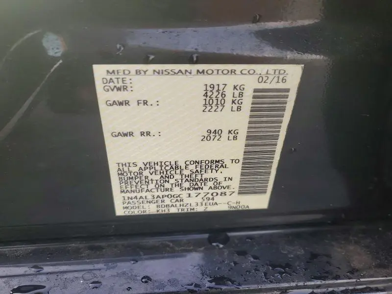 2016 NISSAN ALTIMA 2.5 SR  