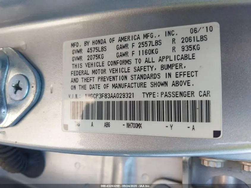 2010 HONDA ACCORD 3.5 EX-L