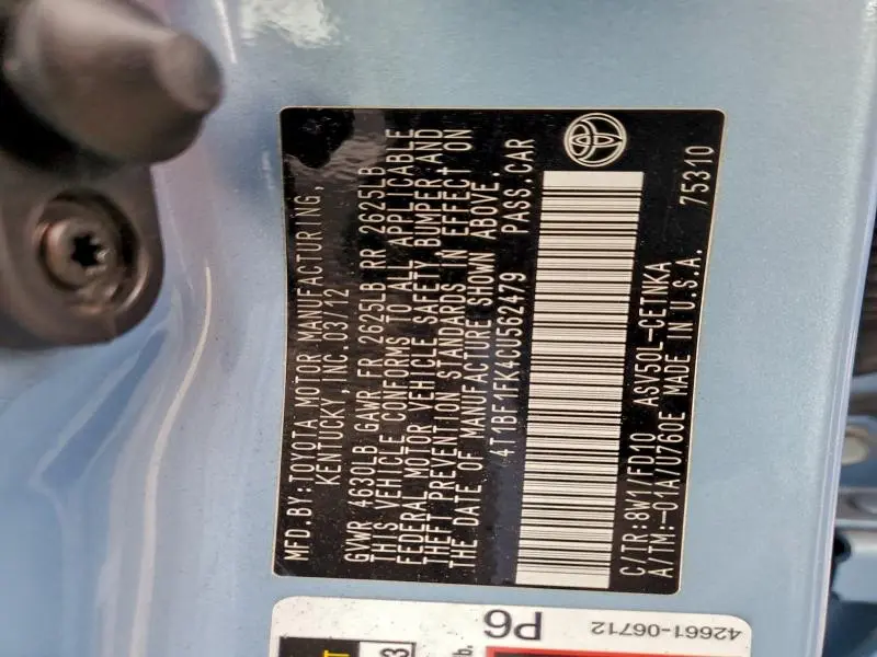 2012 TOYOTA CAMRY BASE  