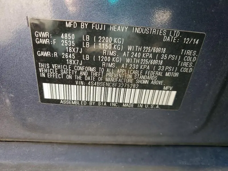 2015 SUBARU OUTBACK 3.6R LIMITED  
