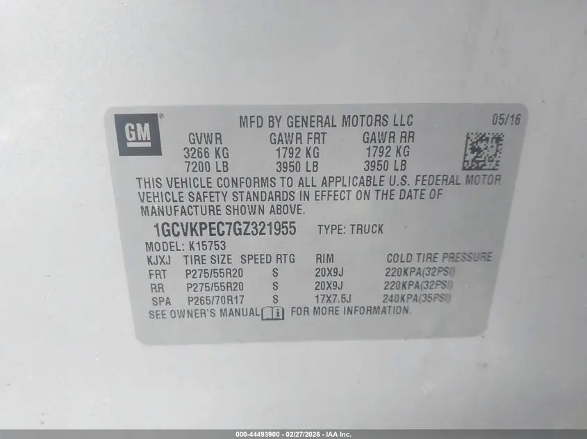 2016 CHEVROLET SILVERADO 1500 CUSTOM