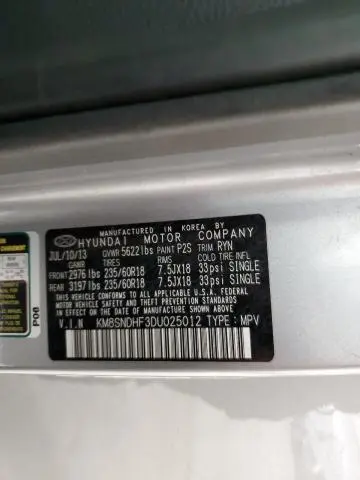 2013 HYUNDAI SANTA FE GLS  