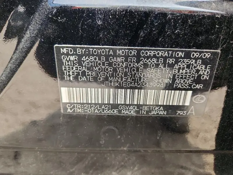 2010 LEXUS ES 350 BASE  