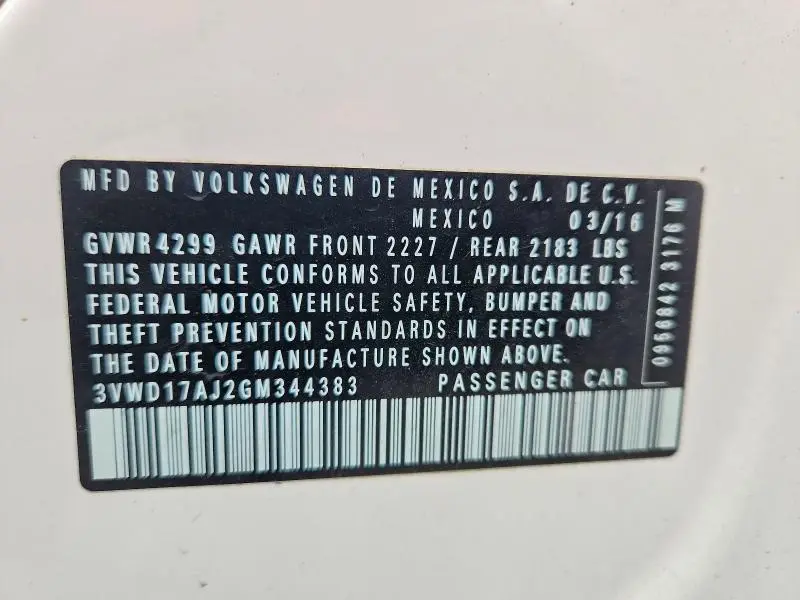 2016 VOLKSWAGEN JETTA SPORT  