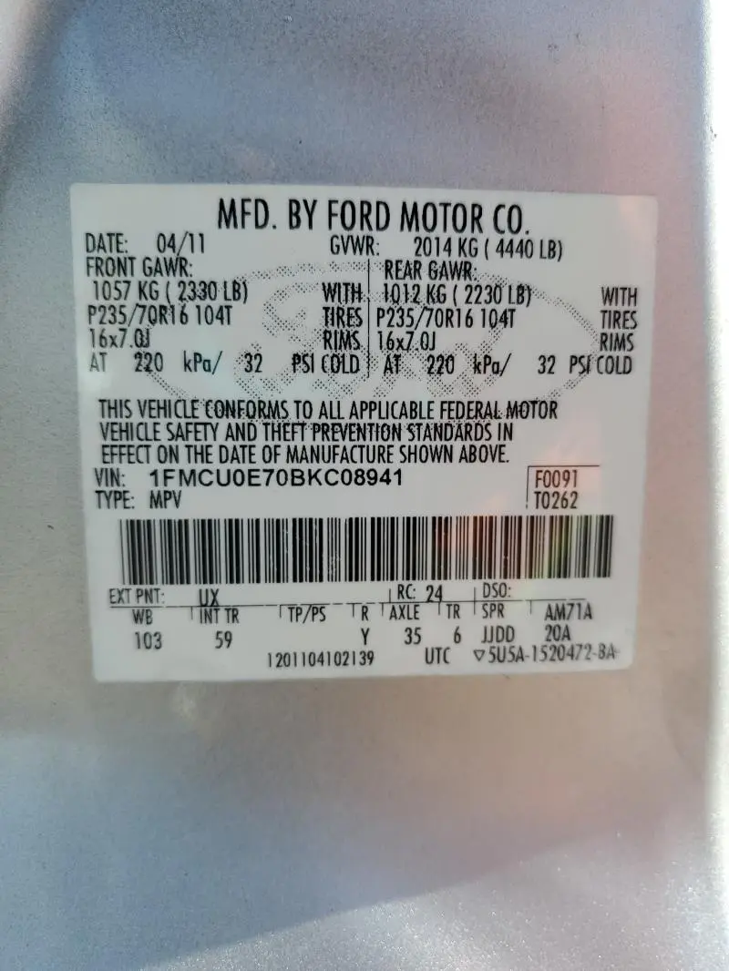 2011 FORD ESCAPE LIMITED  