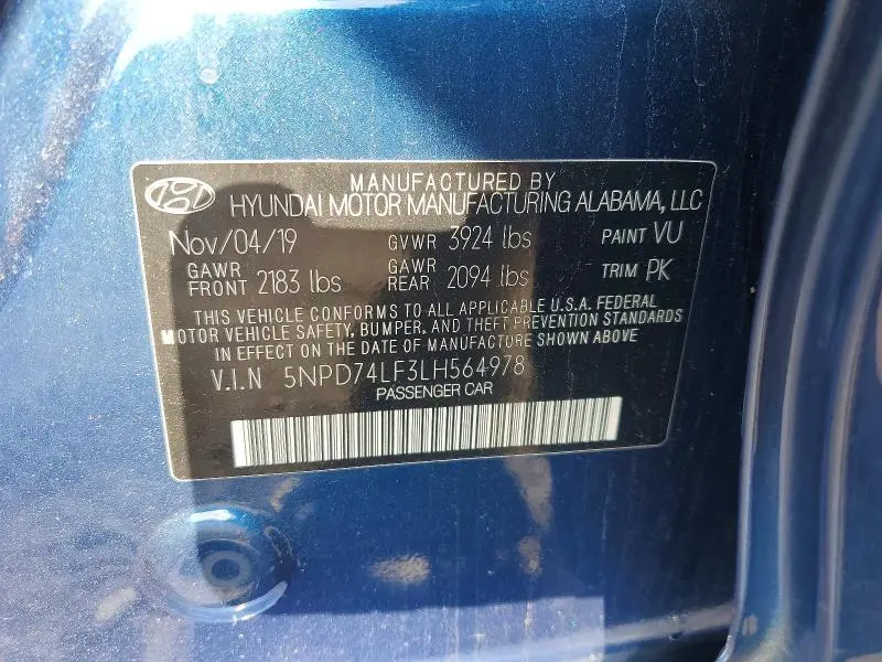 2020 HYUNDAI ELANTRA SE  