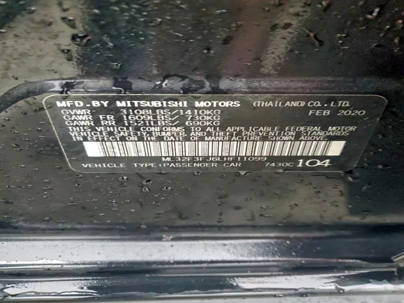 2020 MITSUBISHI MIRAGE G4 ES  