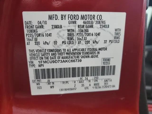 2010 FORD ESCAPE XLT