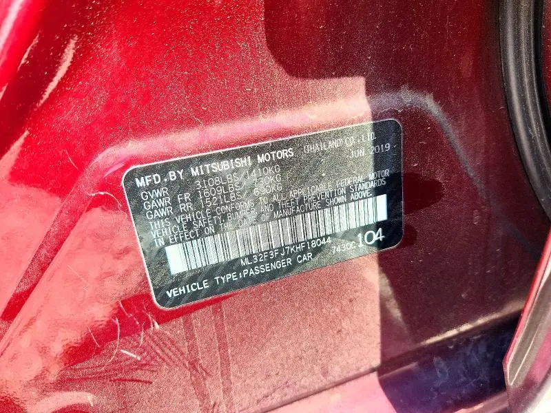 2019 MITSUBISHI MIRAGE G4 ES  