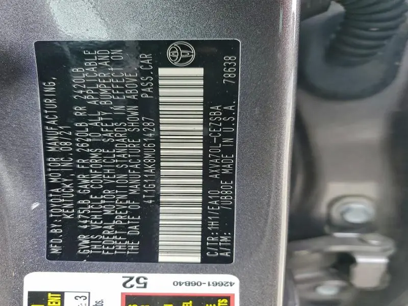 2021 TOYOTA CAMRY SE  