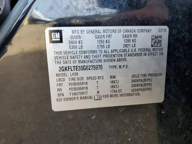 2016 GMC TERRAIN SLE  