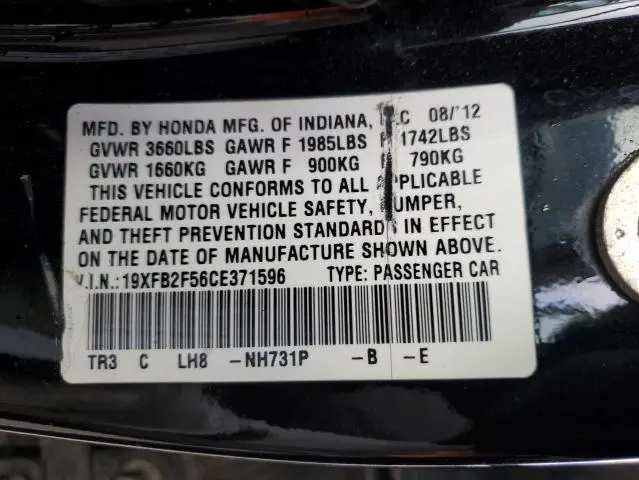 2012 HONDA CIVIC LX