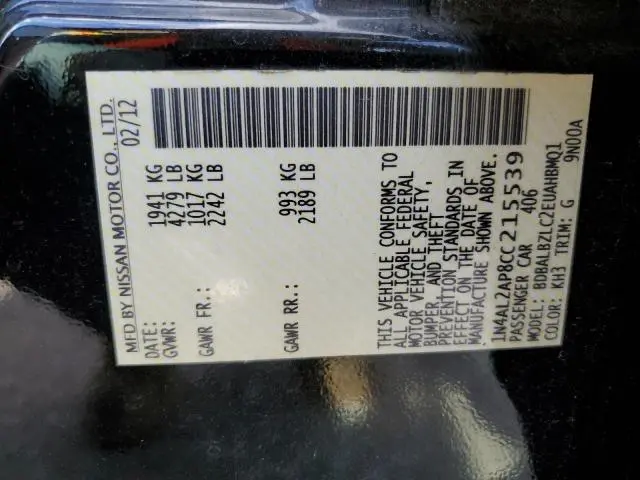 2012 NISSAN ALTIMA BASE  