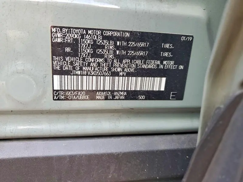 2019 TOYOTA RAV4 XLE  