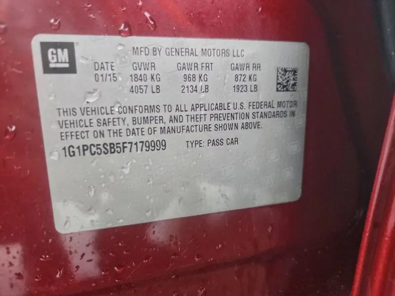 2015 CHEVROLET CRUZE LT  