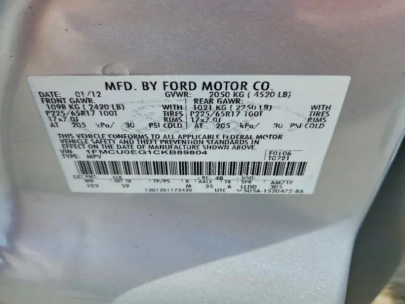 2012 FORD ESCAPE LIMITED  