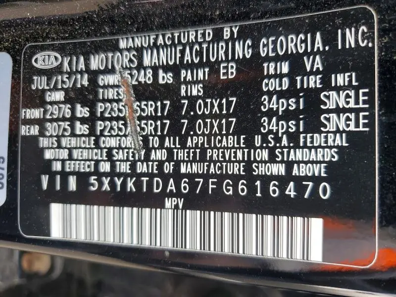 2015 KIA SORENTO LX  